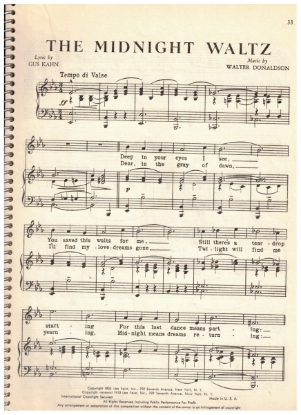 Picture of The Midnight Waltz, Gus Kahn & Walter Donaldson, sheet music