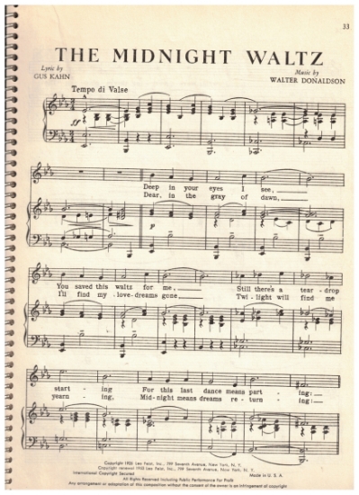 Picture of The Midnight Waltz, Gus Kahn & Walter Donaldson, sheet music