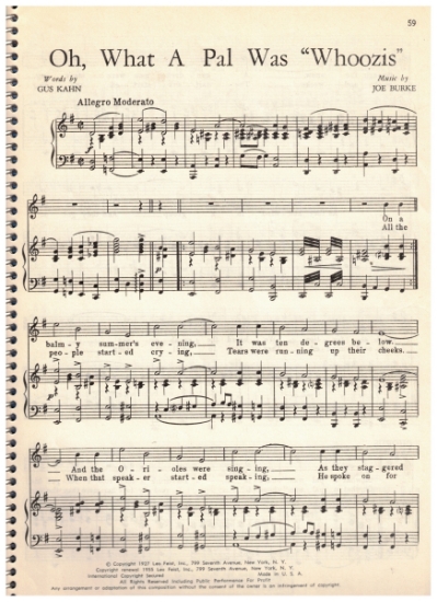 Picture of Oh What a Pal Was Whoozis, Gus Kahn & Joe Burke, sheet music