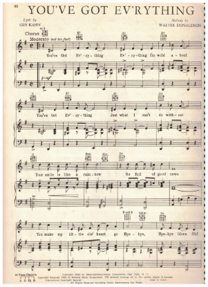 Picture of You've Got Ev'rything, Gus Kahn & Walter Donaldson, sheet music