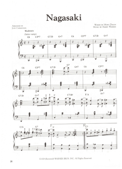 Picture of Nagasaki, Mort Dixon & Harry Warren, arr. for stride piano by Judy Carmichael, sheet music