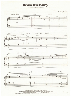 Picture of Brass on Ivory, dedicated to Doc Severinsen, Henry Mancini, piano solo, sheet music