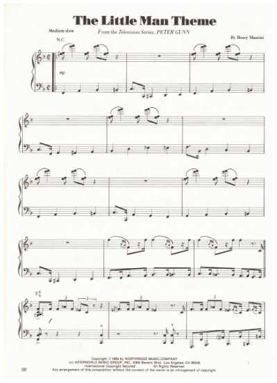 Picture of The Little Man Theme, from TV series "Peter Gunn", Henry Mancini, piano solo, sheet music