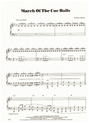 Picture of March of the Cue Balls, from TV series "Mr. Lucky", Henry Mancini, piano solo, sheet music