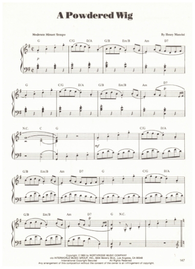 Picture of A Powdered Wig, Henry Mancini, piano solo, sheet music