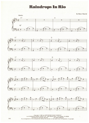 Picture of Raindrops in Rio, Henry Mancini, piano solo, sheet music