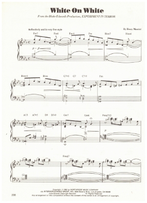 Picture of White on White , from movie "Experiment in Terror", Henry Mancini, piano solo sheet music