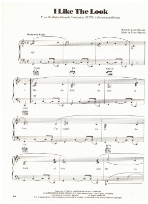 Picture of I Like the Look, from movie "Gunn", Leslie Bricusse & Henry Mancini, sheet music