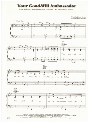 Picture of Your Good-Will Ambassador, from movie "Darling Lili", Johnny Mercer & Henry Mancini, sheet music 