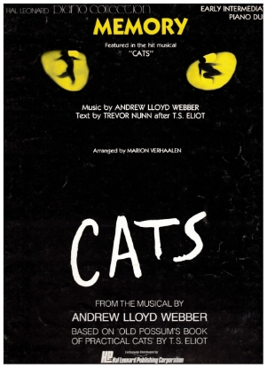 Picture of Memory, from "Cats", Andrew Lloyd Webber, arr, for piano duet by Marion Verhaalen, sheet music