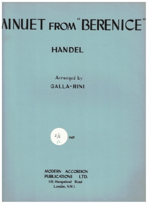 Picture of Minuet from Berenice, G. F. Handel, arr. A. Galla-Rini, accordion solo sheet music