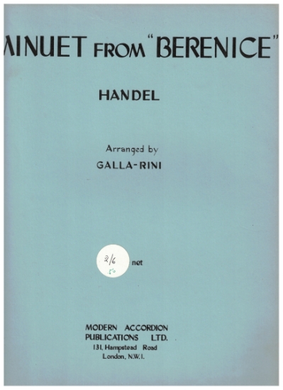 Picture of Minuet from Berenice, G. F. Handel, arr. A. Galla-Rini, accordion solo sheet music