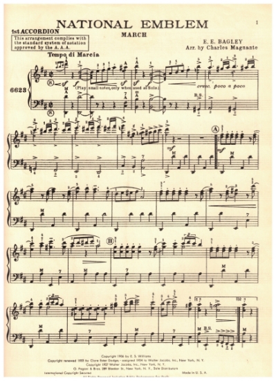 Picture of National Emblem March, E. E. Bagley, arr. Charles Magnante, accordion solo sheet music