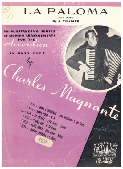 Picture of La Paloma (The Dove), Sebastian Yradier, arr. Charles Magnante, accordion solo sheet music