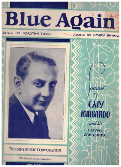 Picture of Blue Again, Dorothy Fields & Jimmy McHugh, featured by Guy Lombardo & his Royal Canadians, sheet music