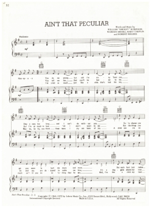 Picture of Ain't That Peculiar, Smokey Robinson et al, sheet music