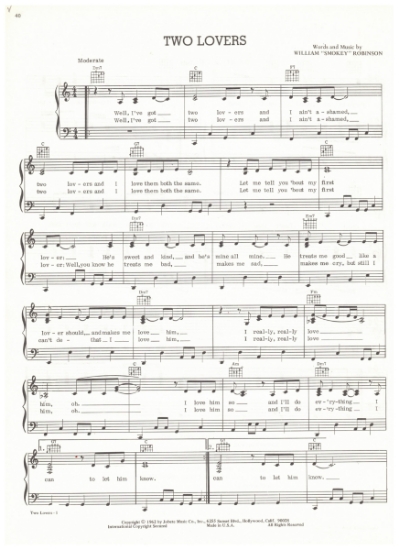Picture of Two Lovers , Smokey Robinson, sheet music