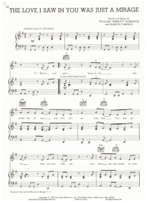 Picture of The Love I Saw in You Was Just a Mirage, Smokey Robinson & Marvin Tarplin, sheet music