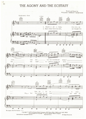 Picture of The Agony and the Ecstasy, Smokey Robinson, sheet music