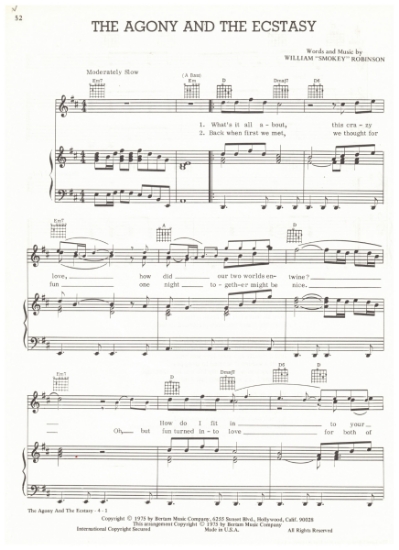 Picture of The Agony and the Ecstasy, Smokey Robinson, sheet music