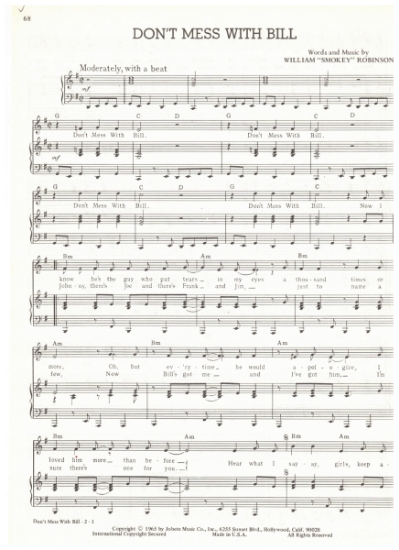 Picture of Don't Mess With Bill, Smokey Robinson, sheet music