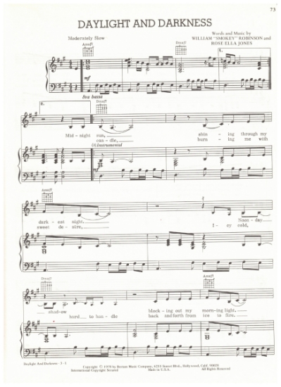 Picture of Daylight and Darkness, Smokey Robinson & Rose Ella Jones, sheet music