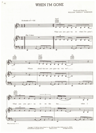 Picture of When I'm Gone, Smokey Robinson, sheet music