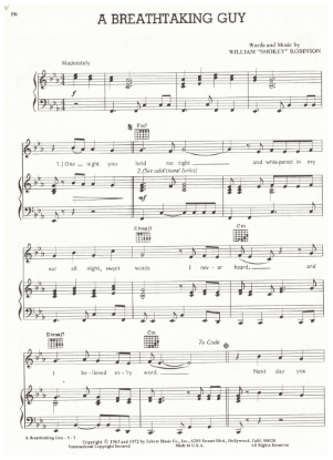 Picture of A Breathtaking Guy, Smokey Robinson, sheet music