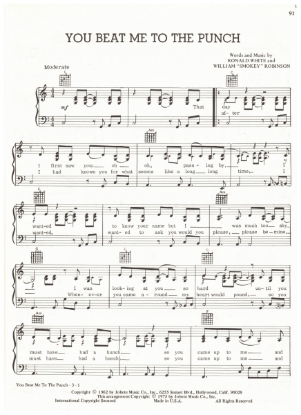 Picture of You Beat Me to the Punch, Smokey Robinson & Ronald White, sheet music