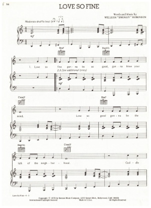 Picture of Love So Fine, Smokey Robinson, sheet music