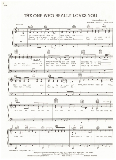 Picture of The One Who Really Loves You, Smokey Robinson, sheet music