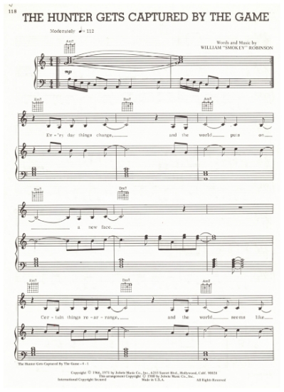 Picture of The Hunter Gets Captured By The Game, Smokey Robinson, sheet music