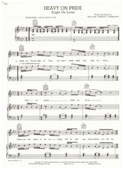 Picture of Heavy On Pride (Light On Love), Smokey Robinson, pdf copy