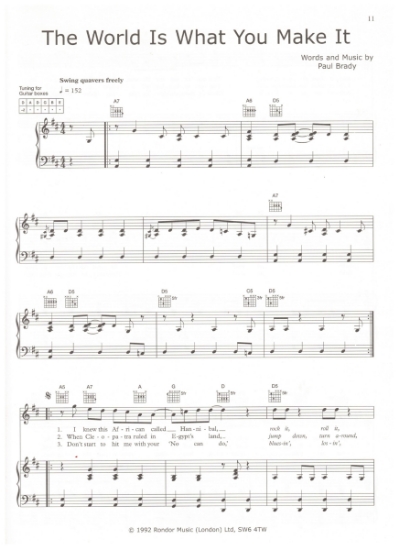 Picture of Nothing But the Same Old Story, written & recorded by Paul Brady, sheet music