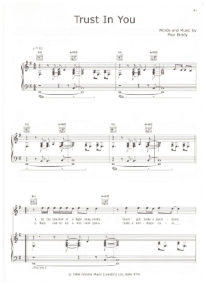 Picture of Trust in You, written & recorded by Paul Brady, sheet music