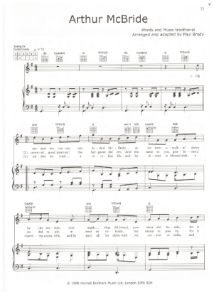 Picture of Arthur McBride, traditional, arr. by Paul Brady, pdf copy