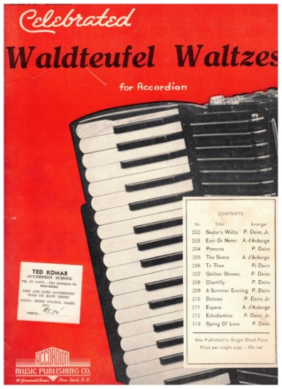 Picture of Celebrated Waldteufel Waltzes, ed. Pietro Deiro/ Alfred d'Auberge/ Pietro Deiro Jr., accordion solo