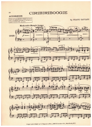 Picture of Ciribiriboogie, Frank Gaviani, accordion solo, sheet music