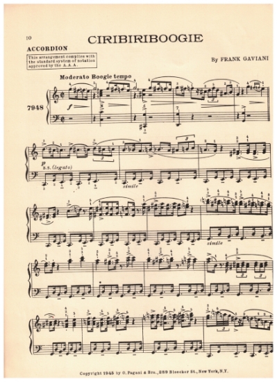 Picture of Ciribiriboogie, Frank Gaviani, accordion solo, sheet music