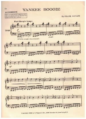 Picture of Yankee Boogie, Frank Gaviani, accordion solo, sheet music