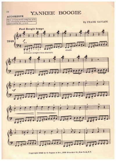Picture of Yankee Boogie, Frank Gaviani, accordion solo, sheet music