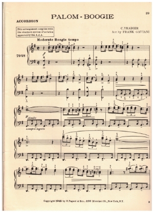 Picture of Palom-Boogie (La Paloma Boogie), Y. Radier/ Frank Gaviani, accordion solo, sheet music
