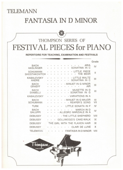 Picture of Fantasia in D Minor, Georg Philipp Telemann, piano solo 