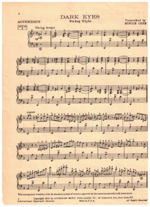 Picture of Dark Eyes Swing Style, arr. Mindie Cere, accordion solo, pdf copy