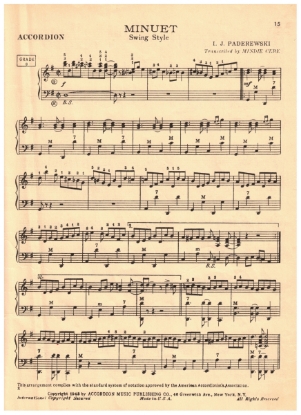 Picture of Minuet Swing Style, I. J. Paderewski, arr. Mindie Cere, accordion solo, sheet music
