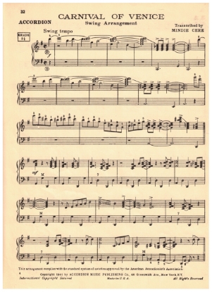 Picture of Carnival of Venice Swing Style, arr. Mindie Cere, accordion solo, pdf copy 