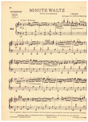 Picture of Minute Waltz Swing Style, F. Chopin, arr. Alfred d'Auberge, accordion solo, pdf copy