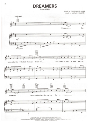 Picture of Dreamers, from "Jean", Christopher Adler & Marvin Hamlisch, sheet music