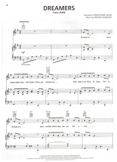 Picture of Dreamers, from "Jean", Christopher Adler & Marvin Hamlisch, sheet music