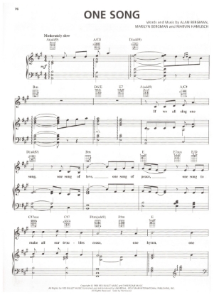 Picture of One Song, Alan & Marilyn Bergman/ Marvin Hamlisch, sheet music